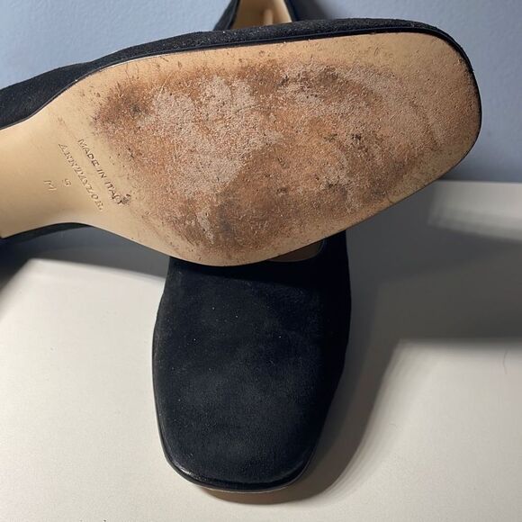 Ann Taylor Black Suede Slip On Block Heels Size 9 - Picture 7 of 9